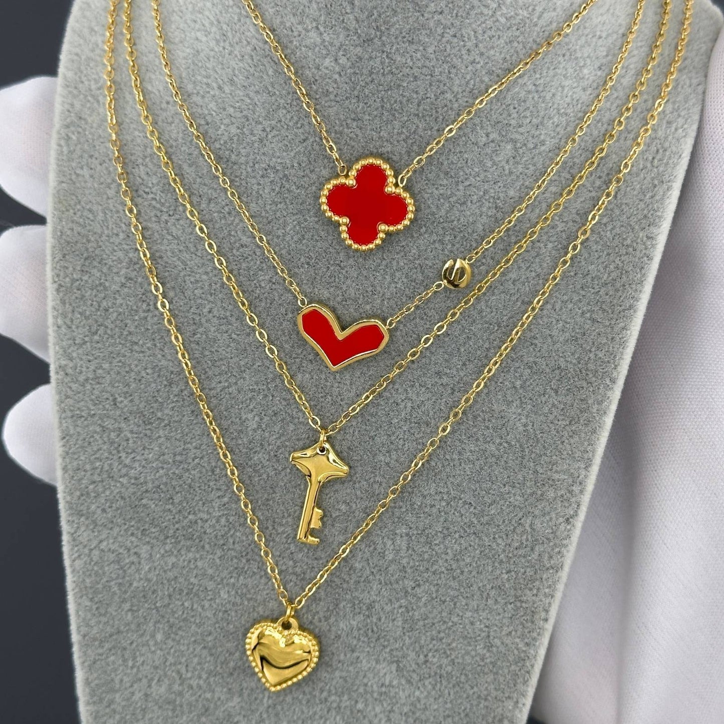 18K gold plated Stainless steel Four-leaf clover necklace, Intensity