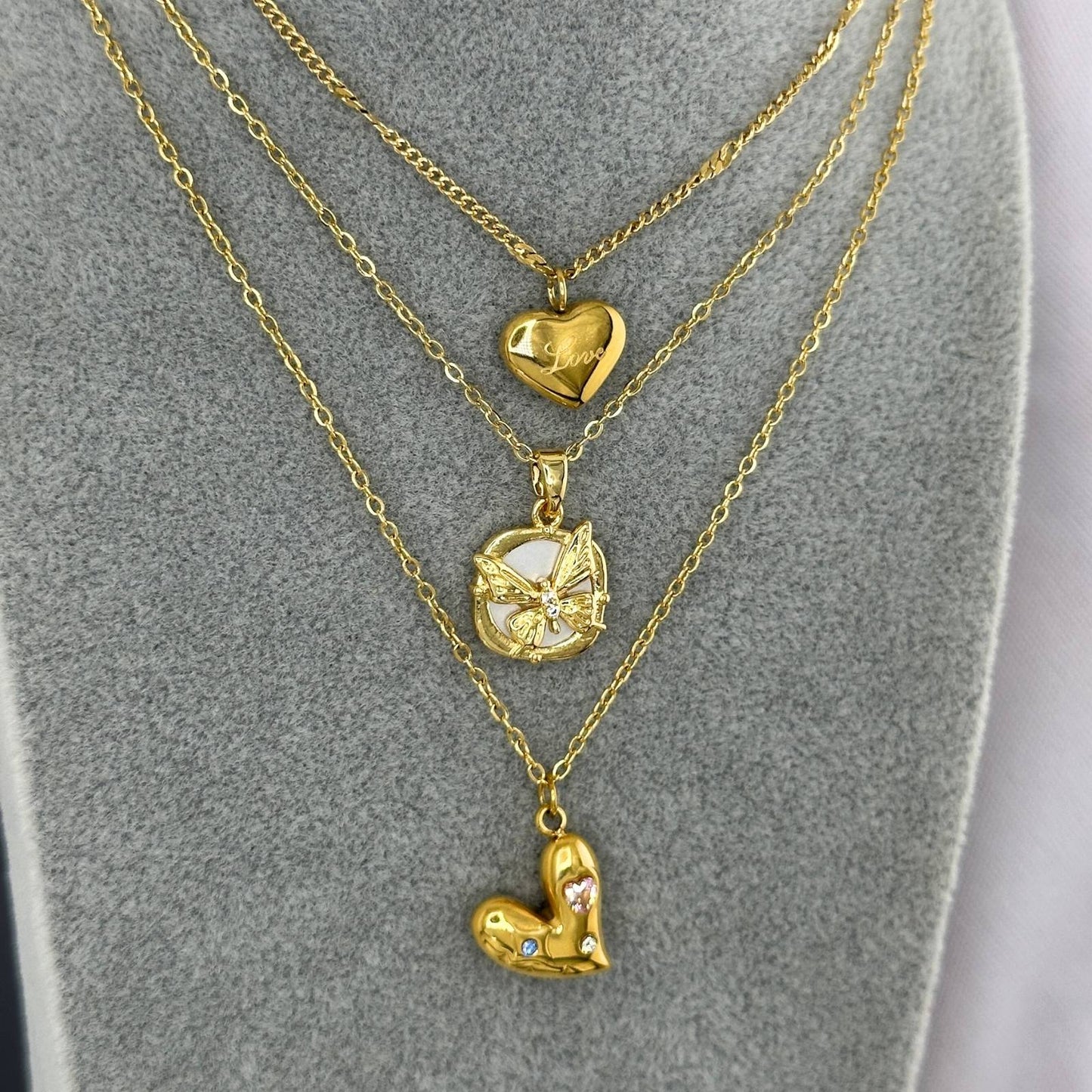 18K gold plated Stainless steel Butterfly necklace, Intensity