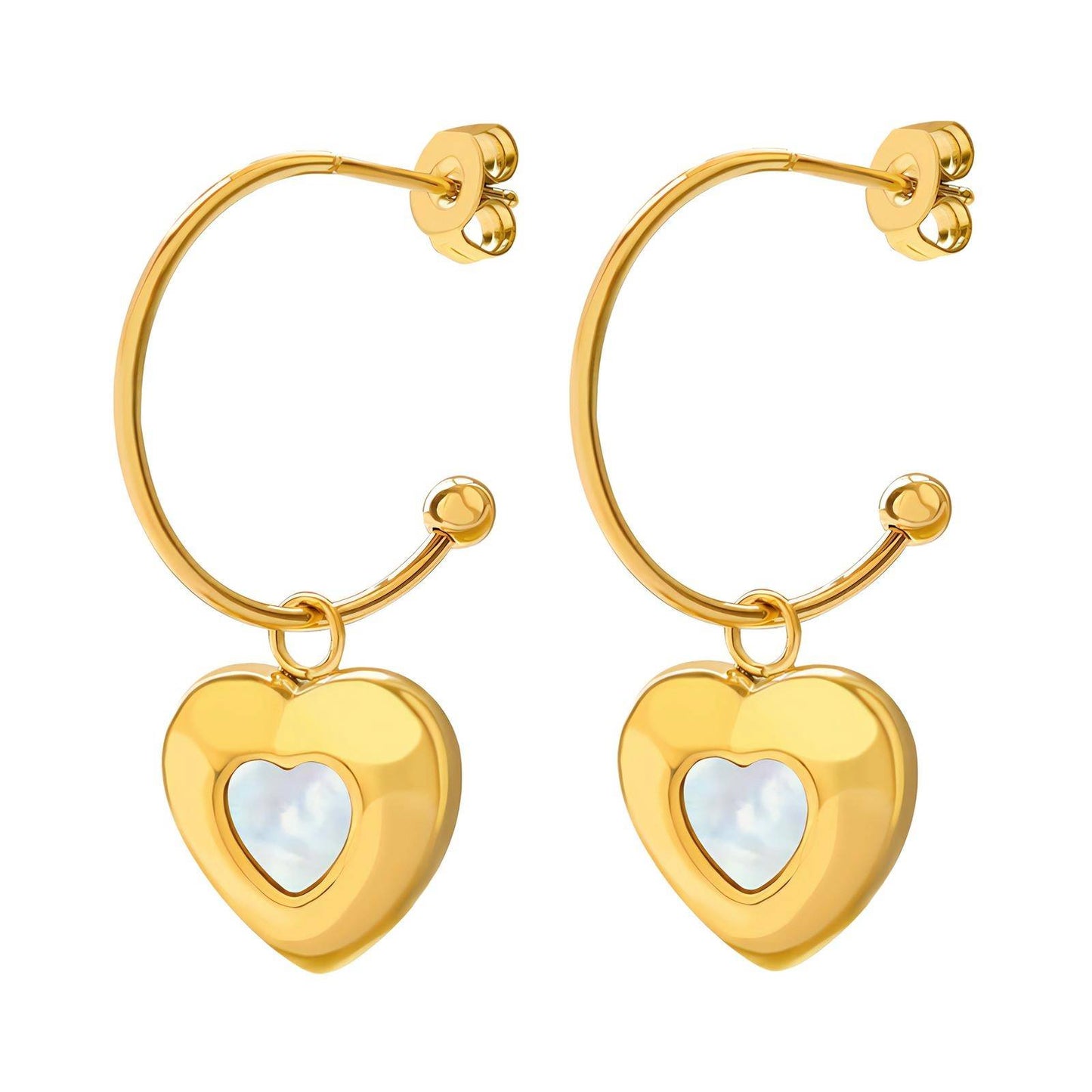 18K gold plated Stainless steel Hearts earrings, Intensity
