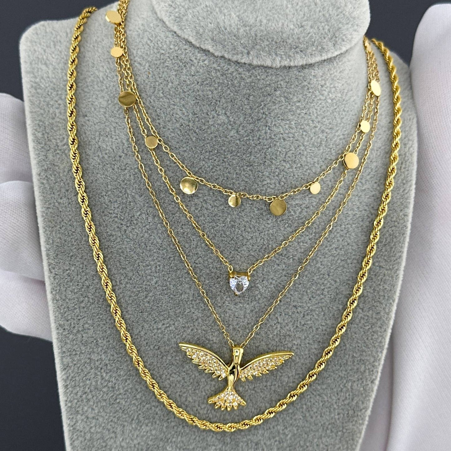 18K gold plated Stainless steel Bird necklace, Intensity