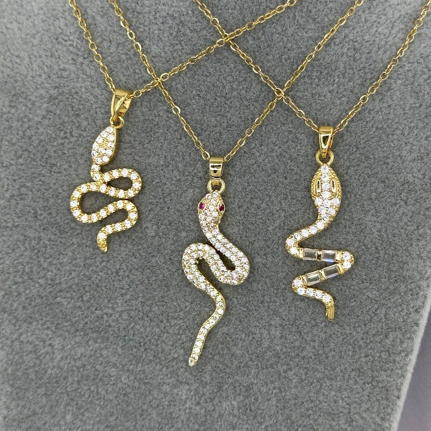 18K gold plated Stainless steel Snake necklace, Intensity