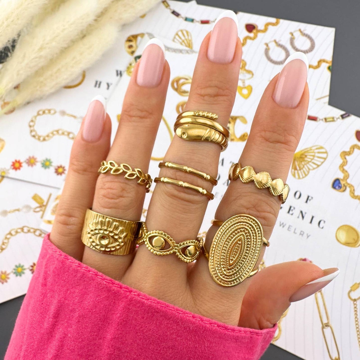 18K gold plated Stainless steel Seashells finger ring, Intensity