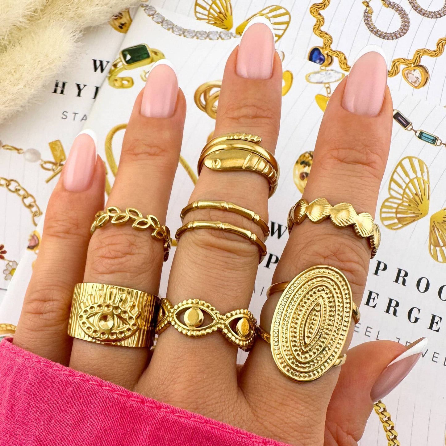 18K gold plated Stainless steel Seashells finger ring, Intensity
