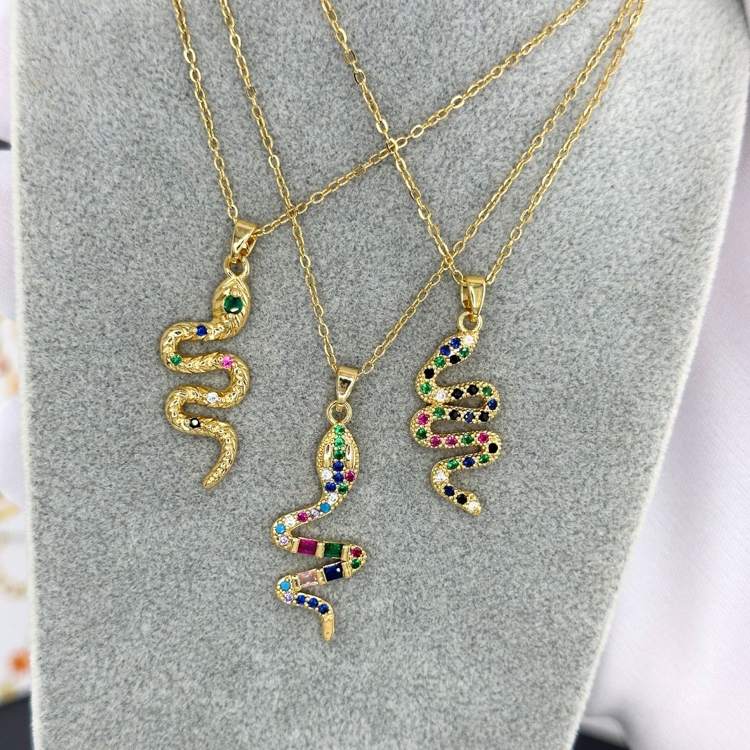 18K gold plated Stainless steel Snake necklace, Intensity