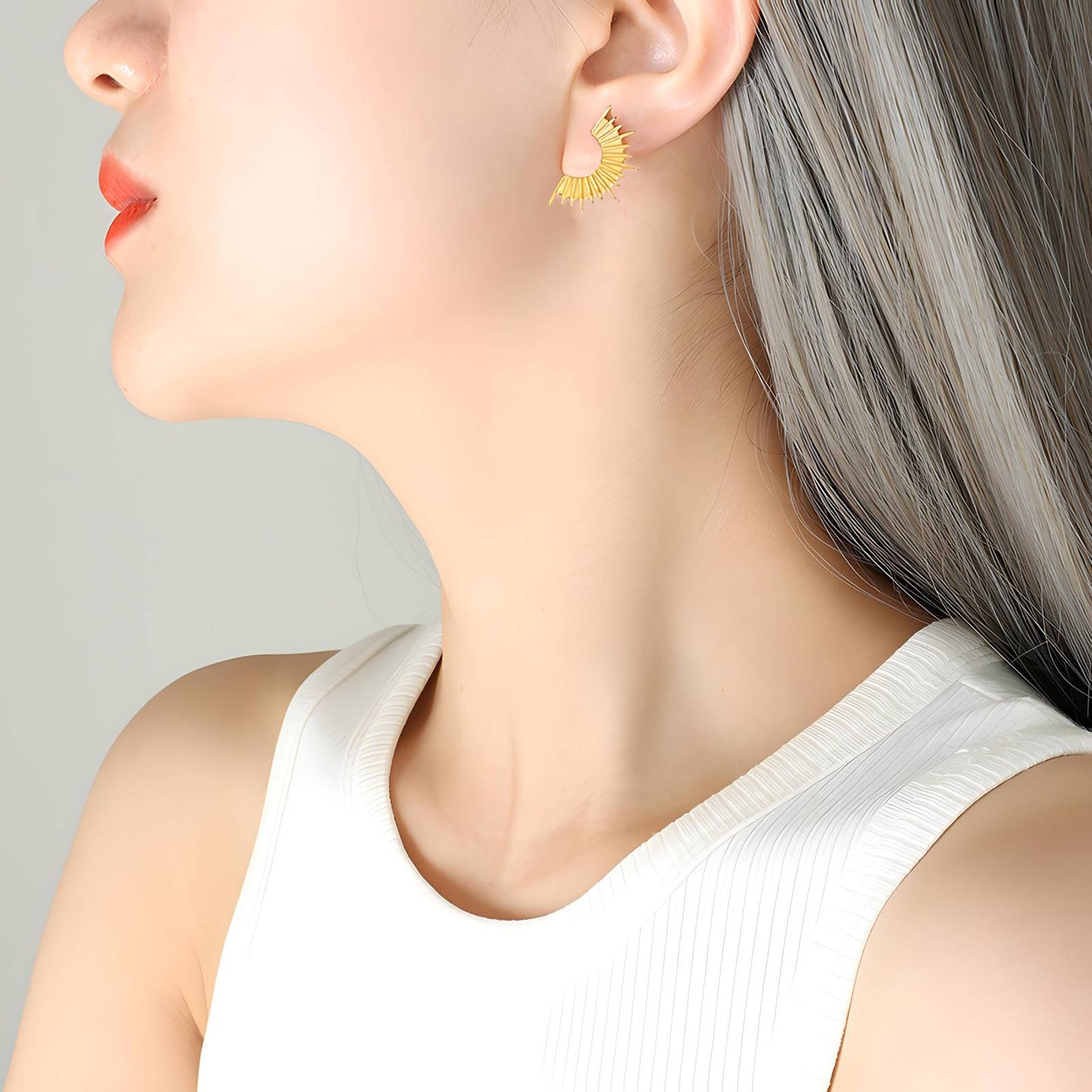 18K gold plated Stainless steel Spikes earrings, Intensity