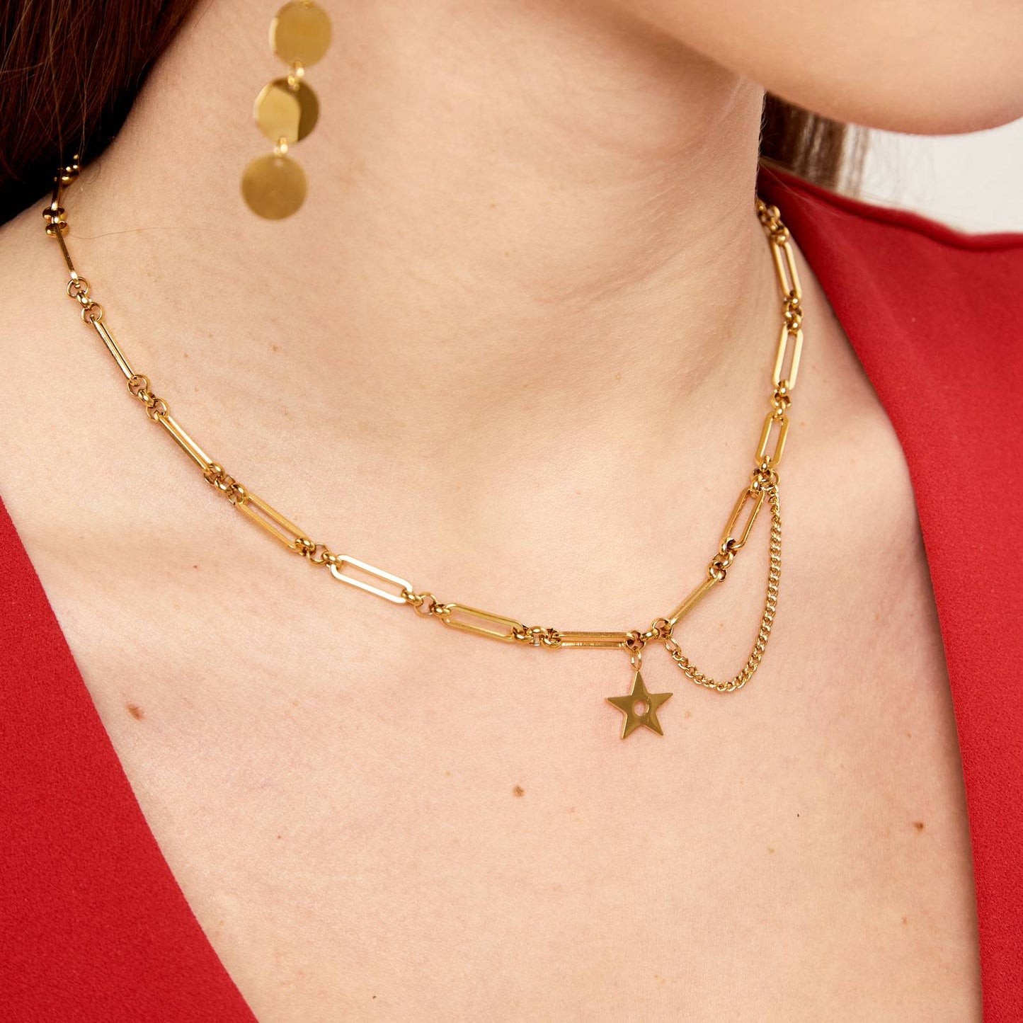 18K gold plated Stainless steel Star necklace, Intensity