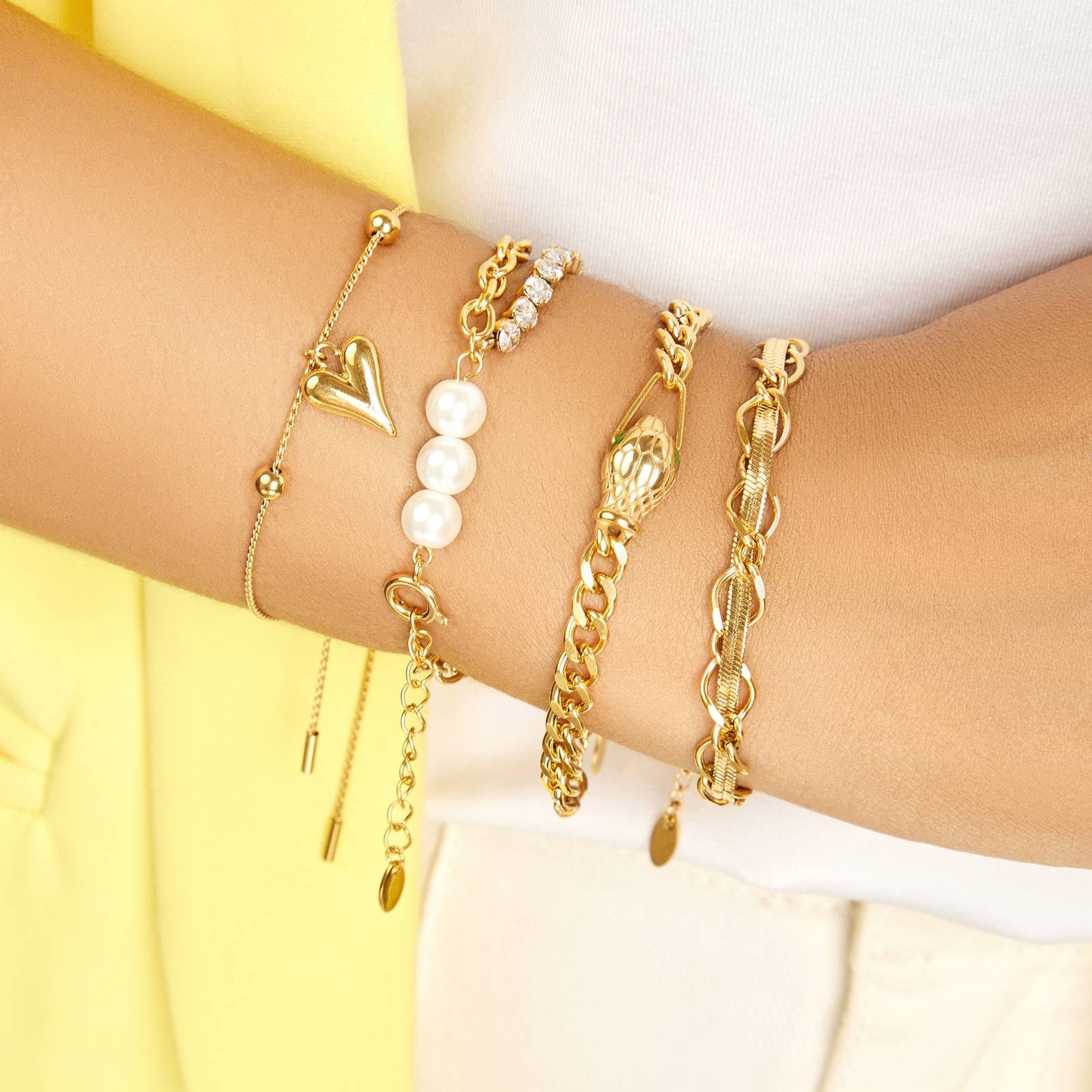 18K gold plated Stainless steel Heart bracelet, Intensity