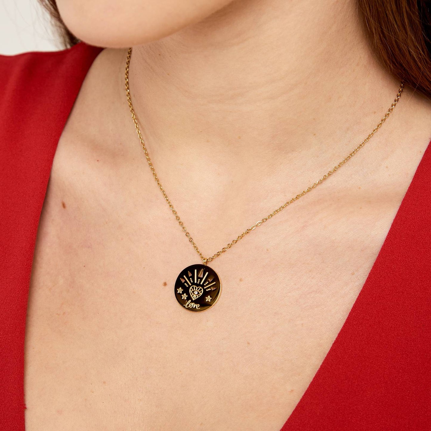 18K gold plated Stainless steel Love necklace, Intensity