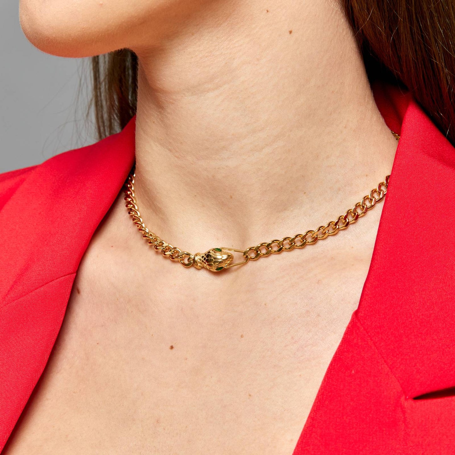 18K gold plated Stainless steel Snake necklace, Intensity