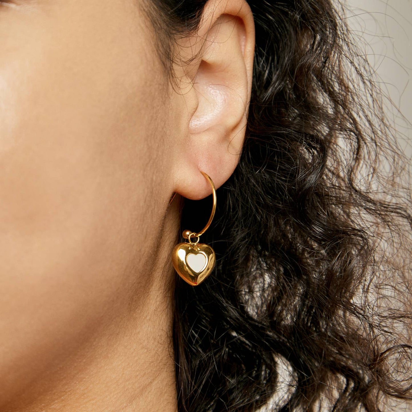 18K gold plated Stainless steel Hearts earrings, Intensity