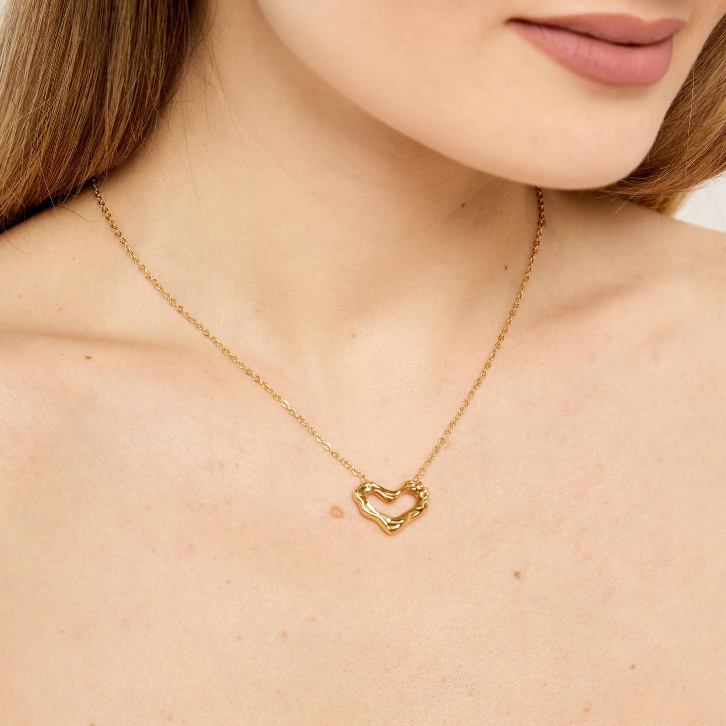 18K gold plated Stainless steel Heart necklace, Intensity