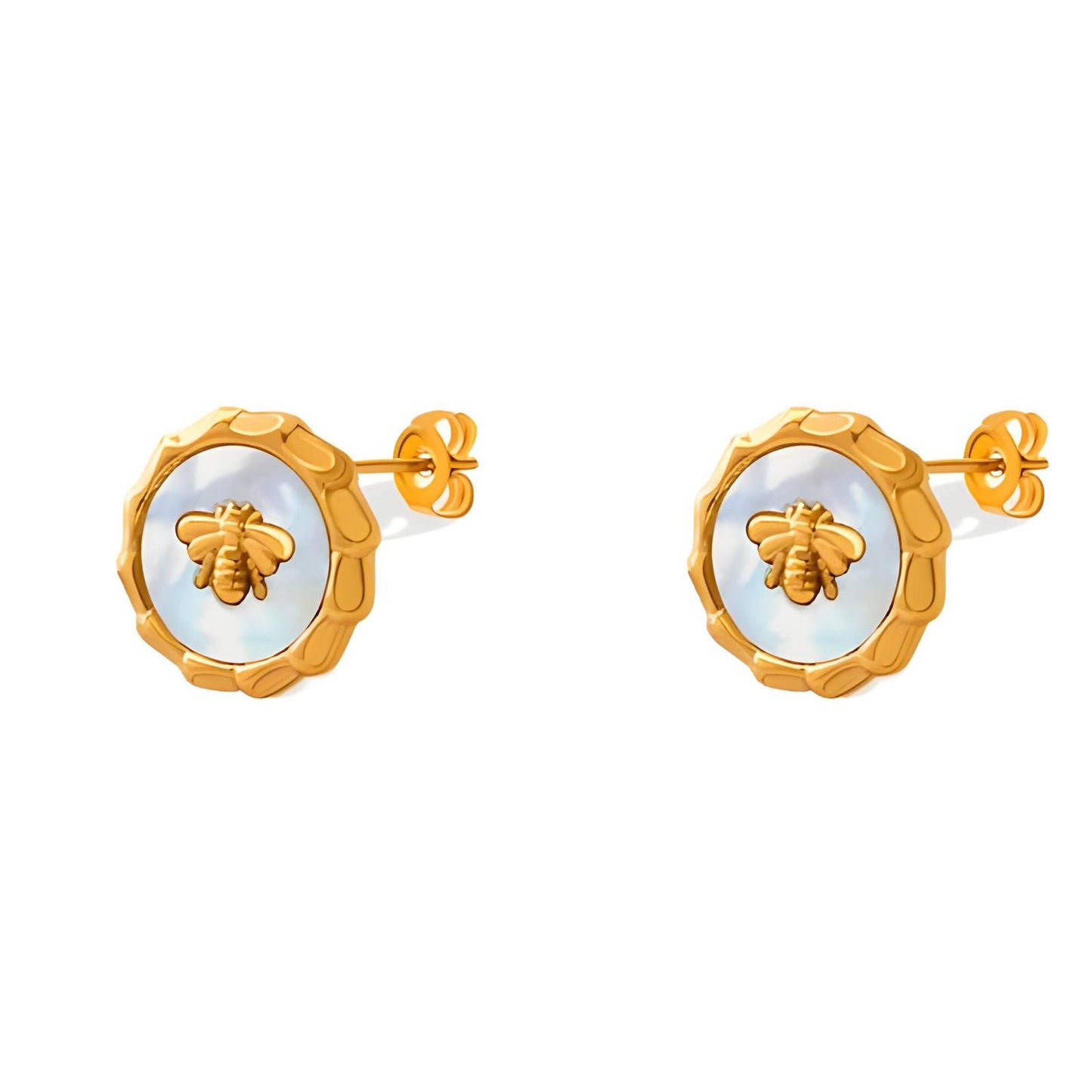 18K gold plated Stainless steel Bee earrings, Intensity