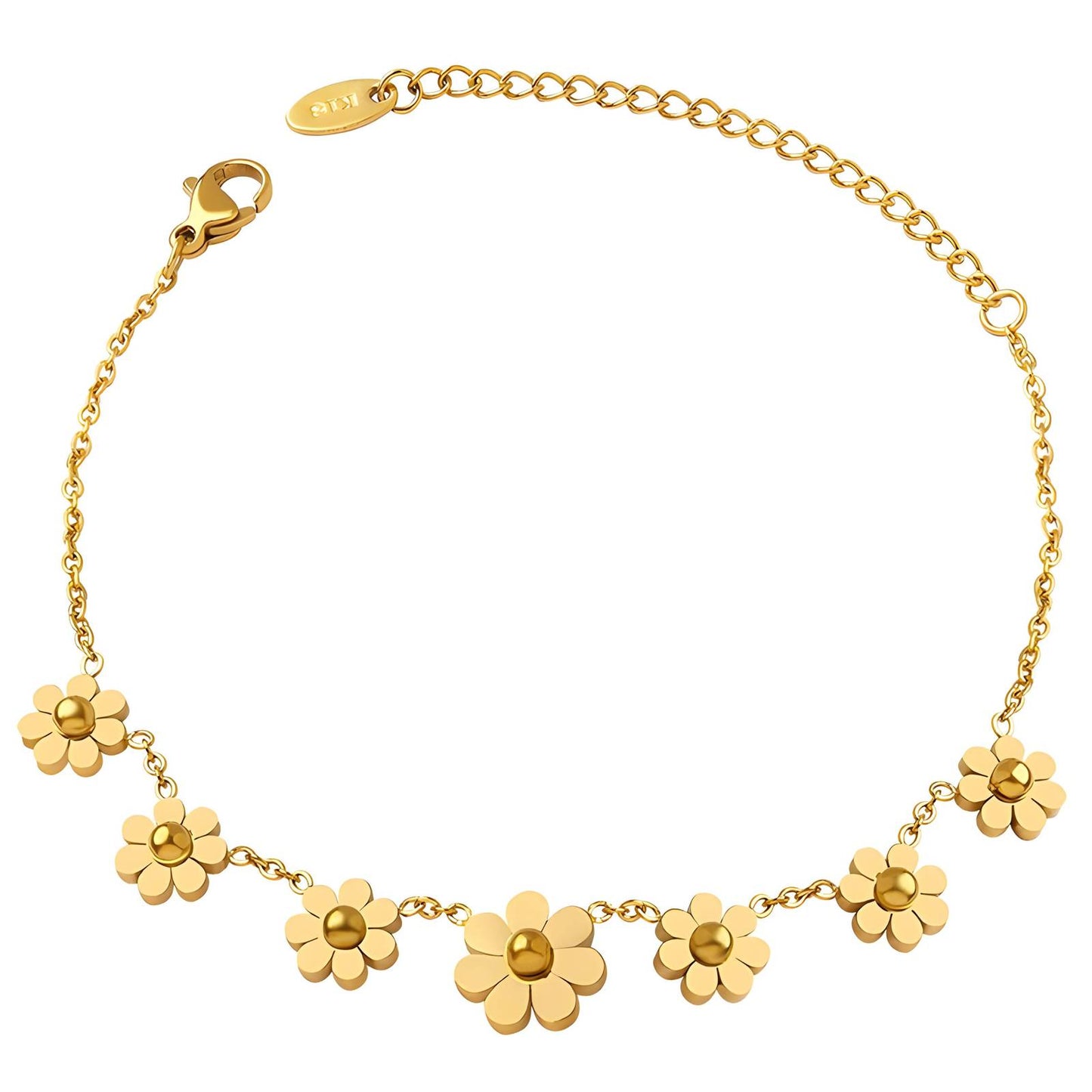 18K gold plated Stainless steel Flowers bracelet, Intensity