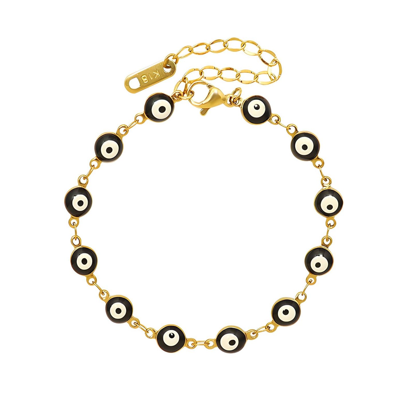 18K gold plated Stainless steel Evil Eye bracelet, Intensity