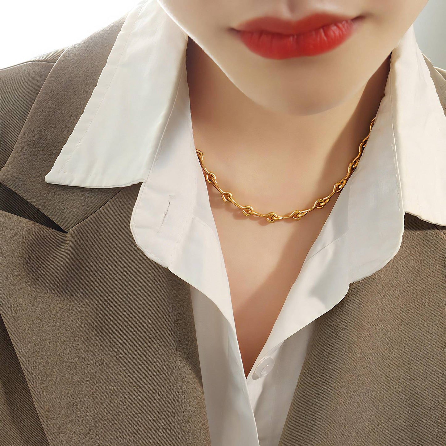 18K gold plated Stainless steel necklace, Intensity