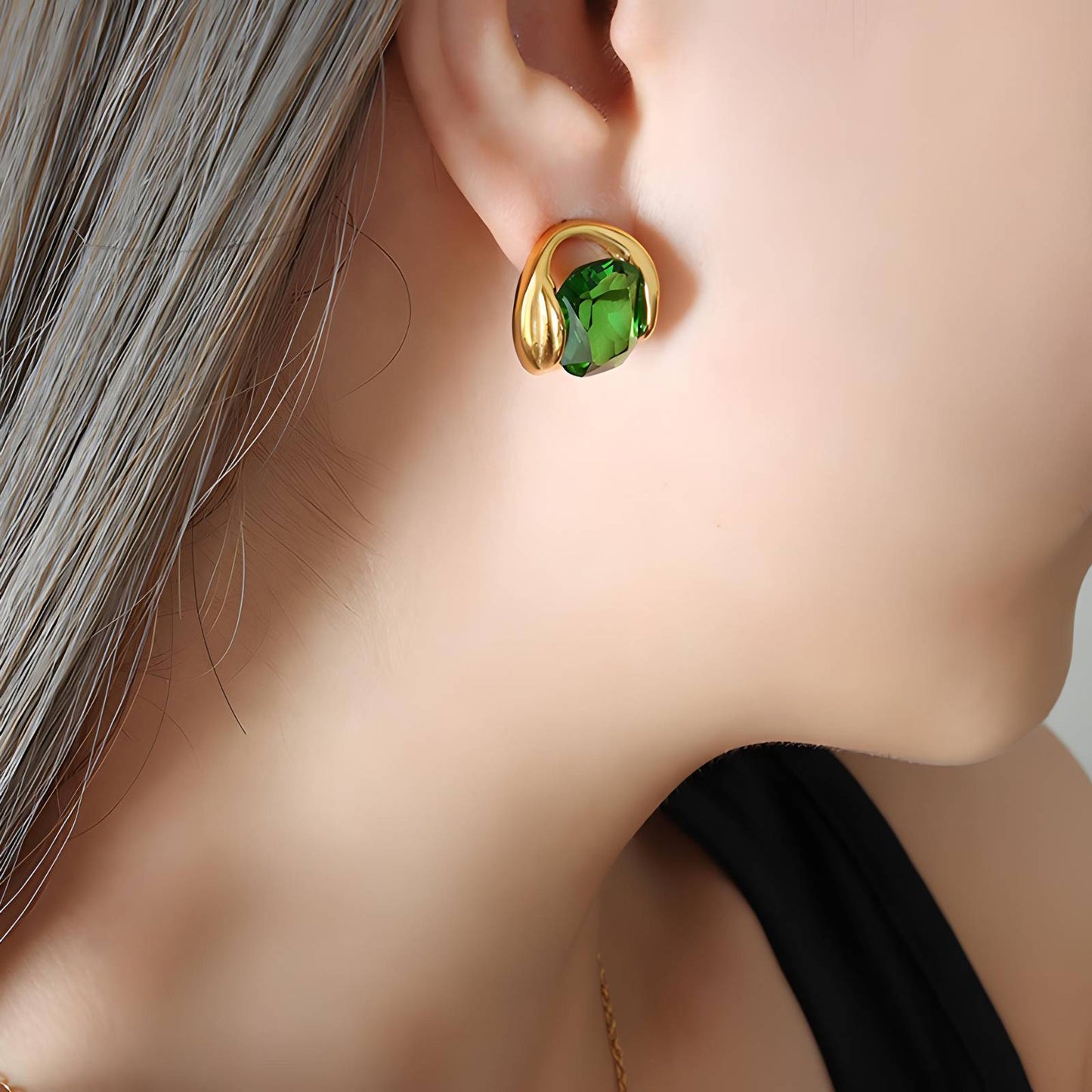 18K gold plated Stainless steel earrings, Intensity