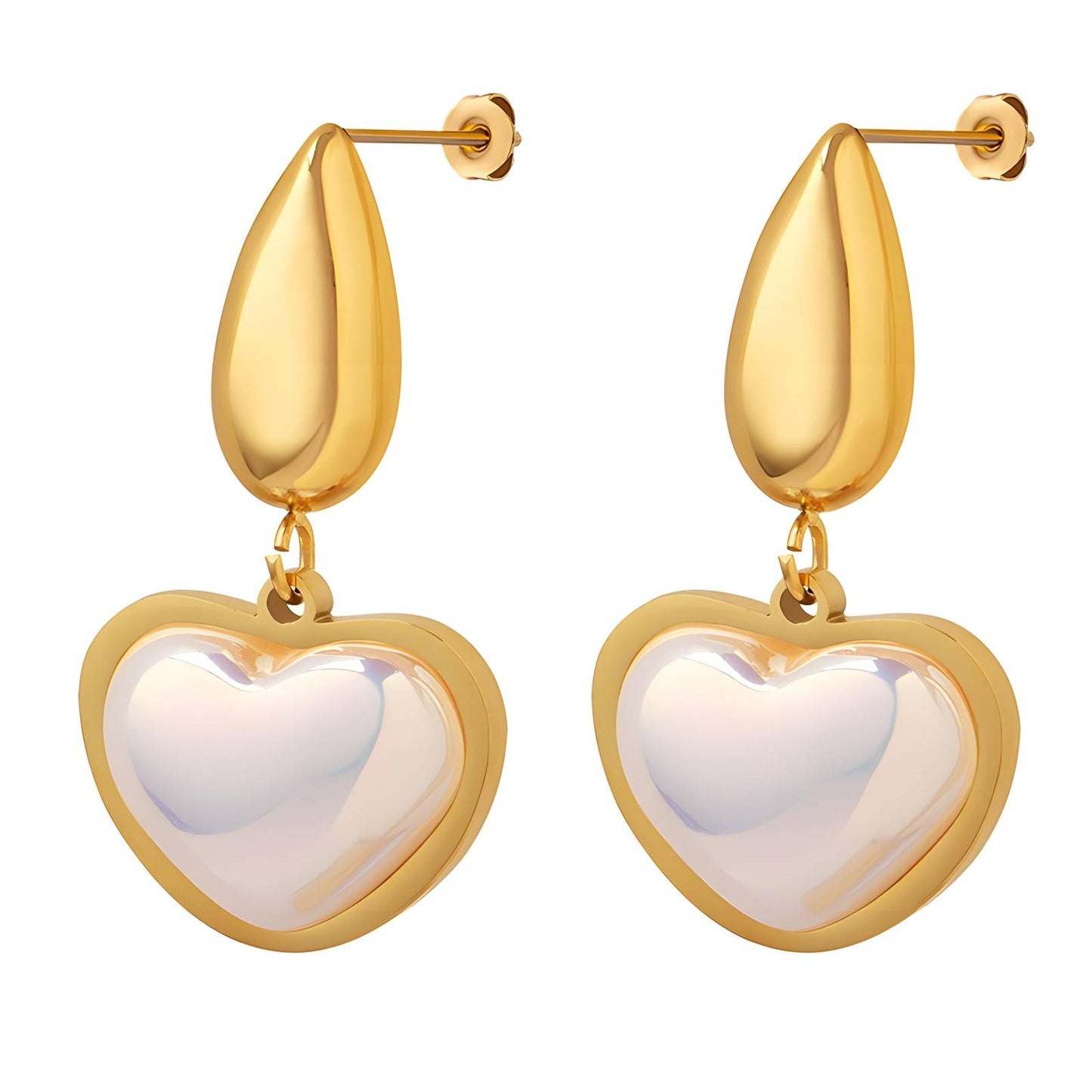 18K gold plated Stainless steel Heart earrings, Intensity
