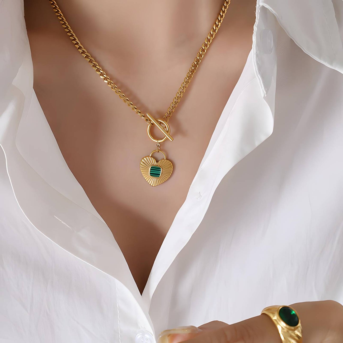 18K gold plated Stainless steel Heart necklace, Intensity