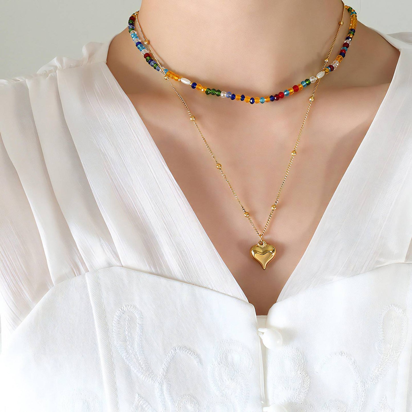 18K gold plated Stainless steel Heart necklace, Intensity