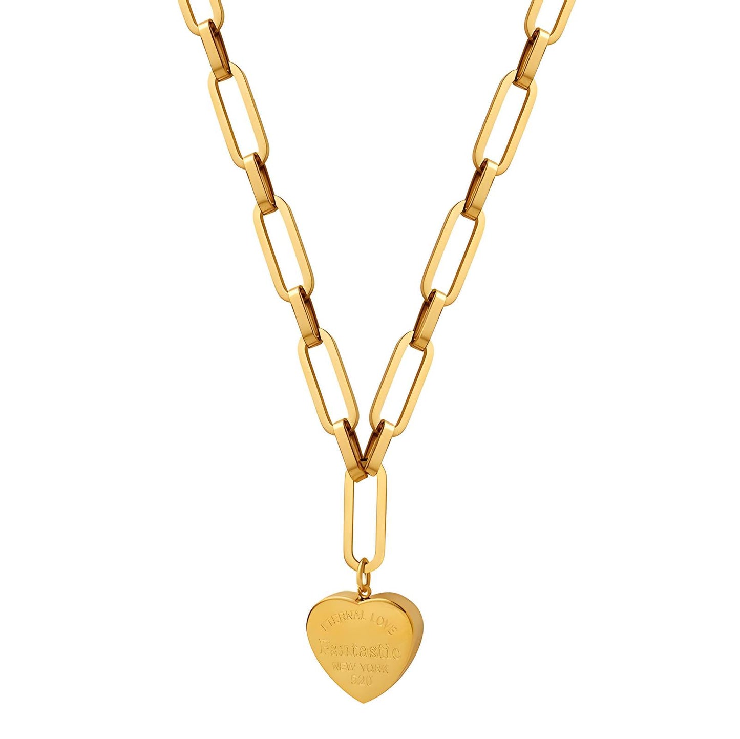 18K gold plated Stainless steel Heart necklace, Intensity