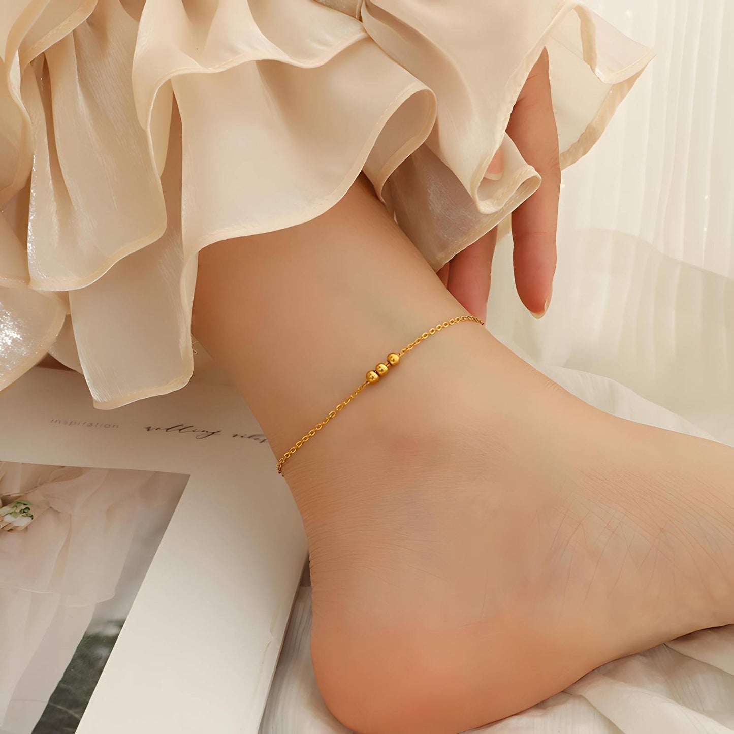 18K gold plated Stainless steel anklet, Intensity