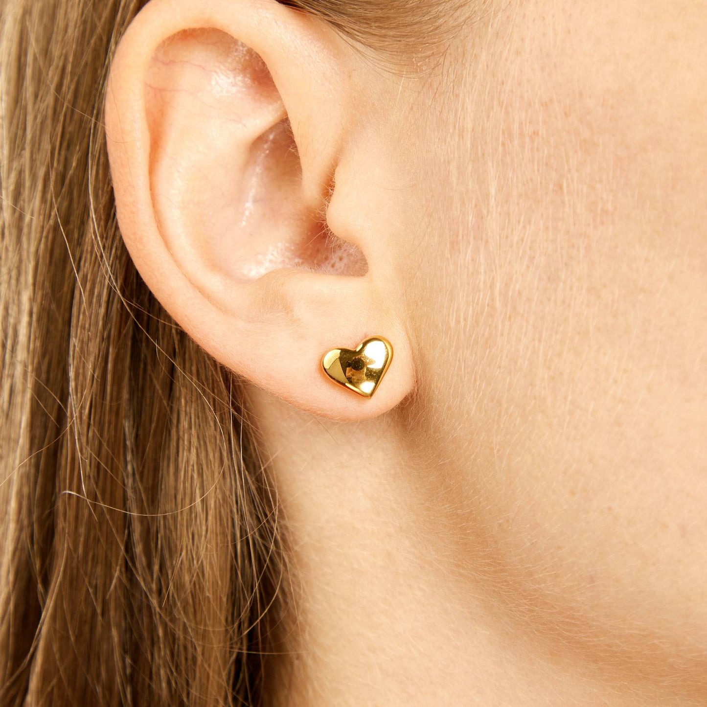18K gold plated Stainless steel Heart earrings, Intensity