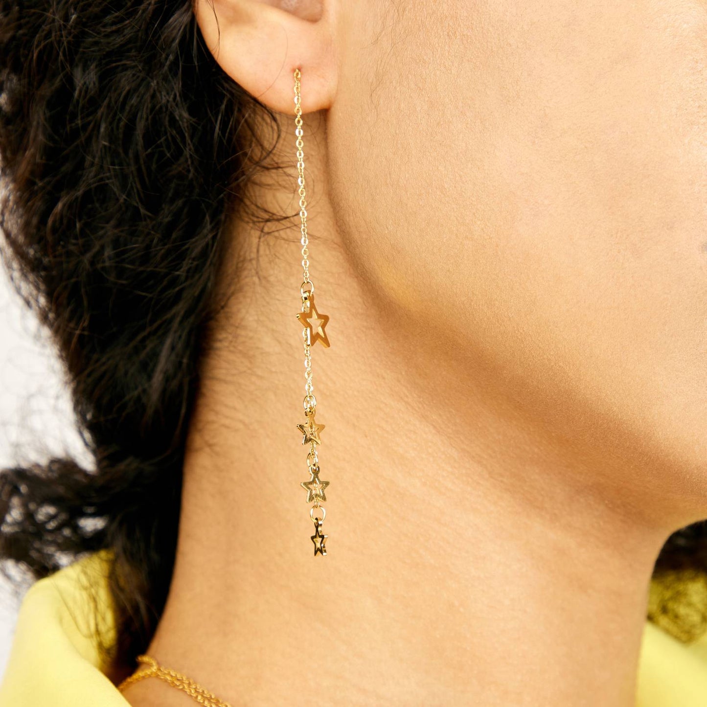 18K gold plated Stainless steel Stars earrings, Intensity