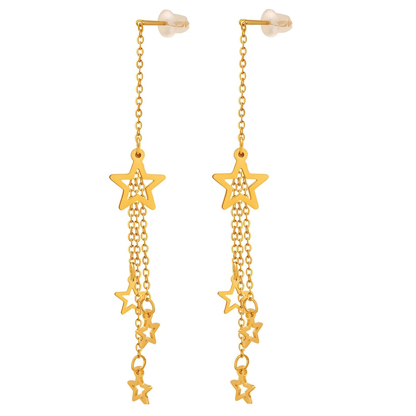 18K gold plated Stainless steel Stars earrings, Intensity