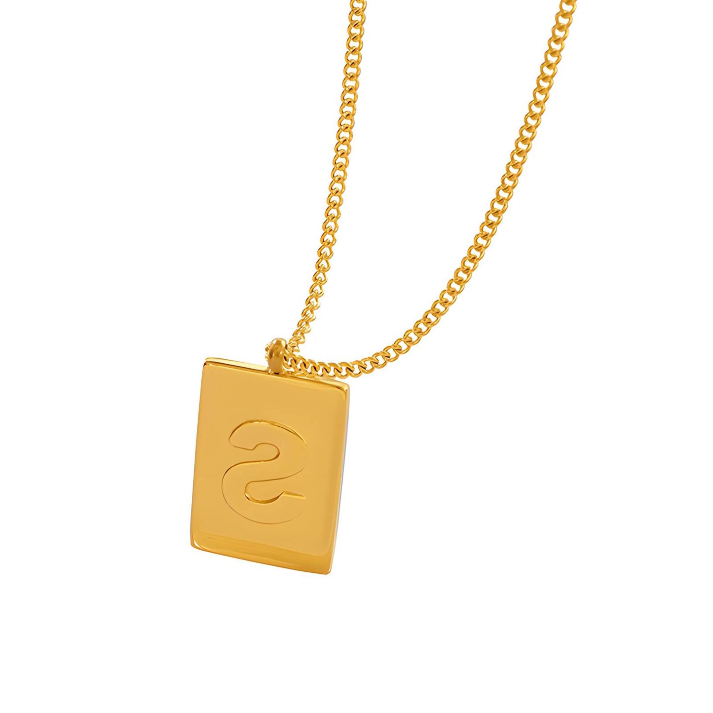 18K gold plated Stainless steel Letter S necklace, Intensity