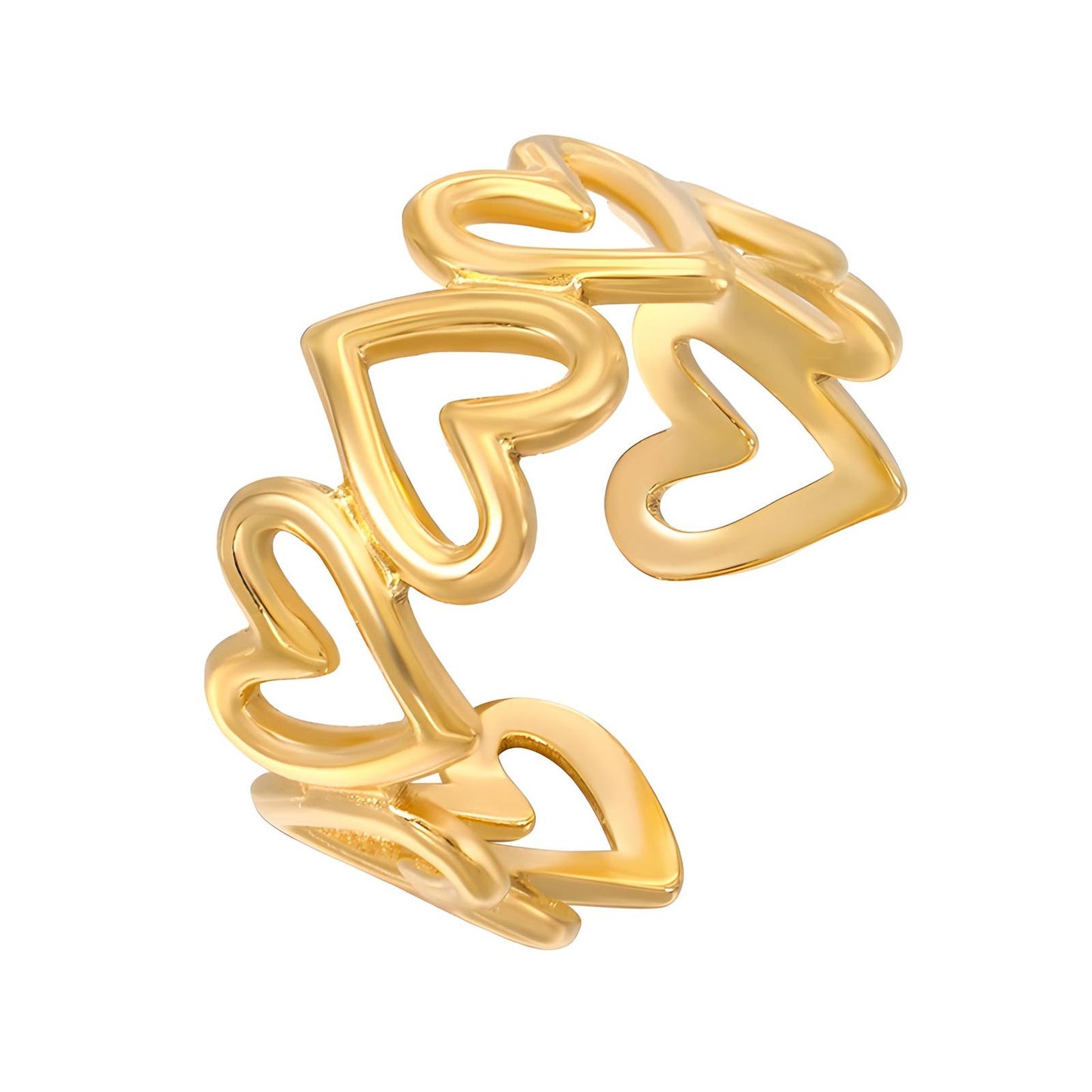 18K gold plated Stainless steel Hearts finger ring, Intensity