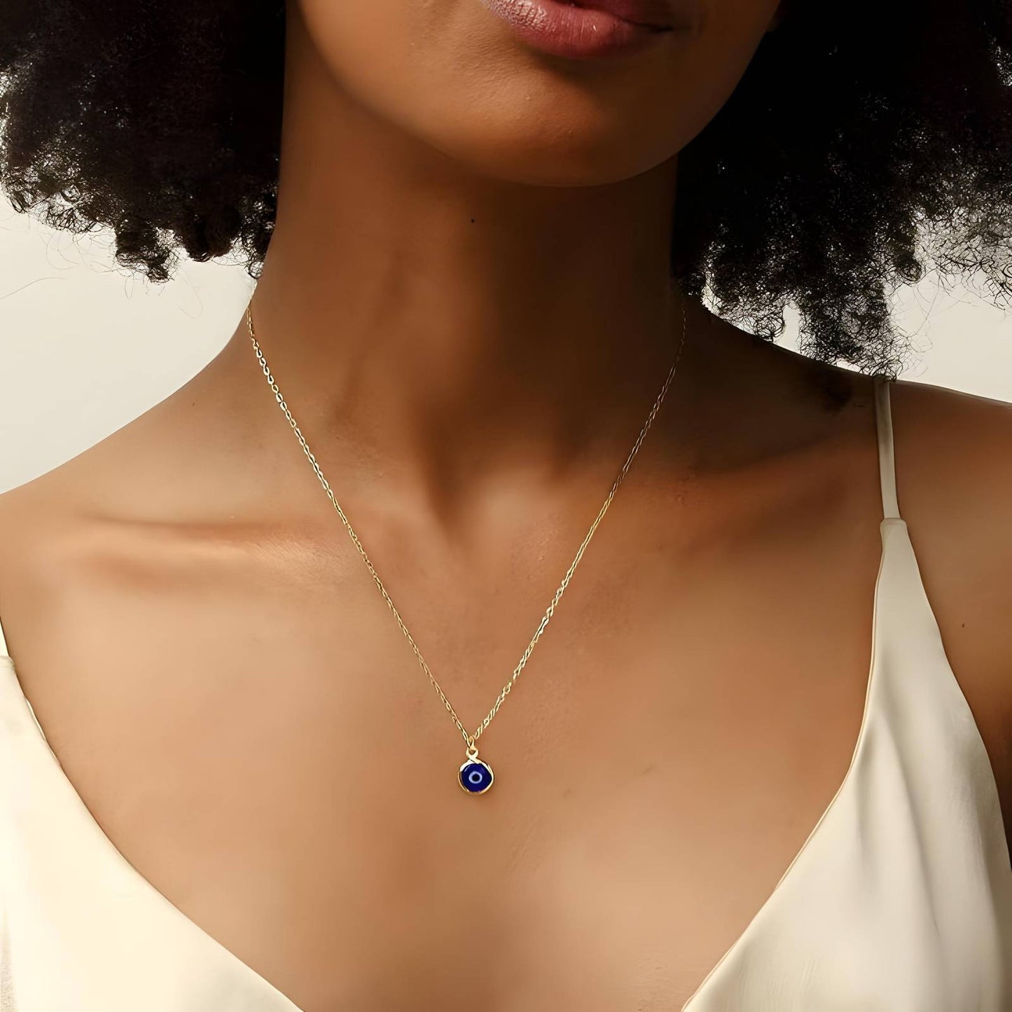 18K gold plated Stainless steel Evil Eye necklace, Intensity