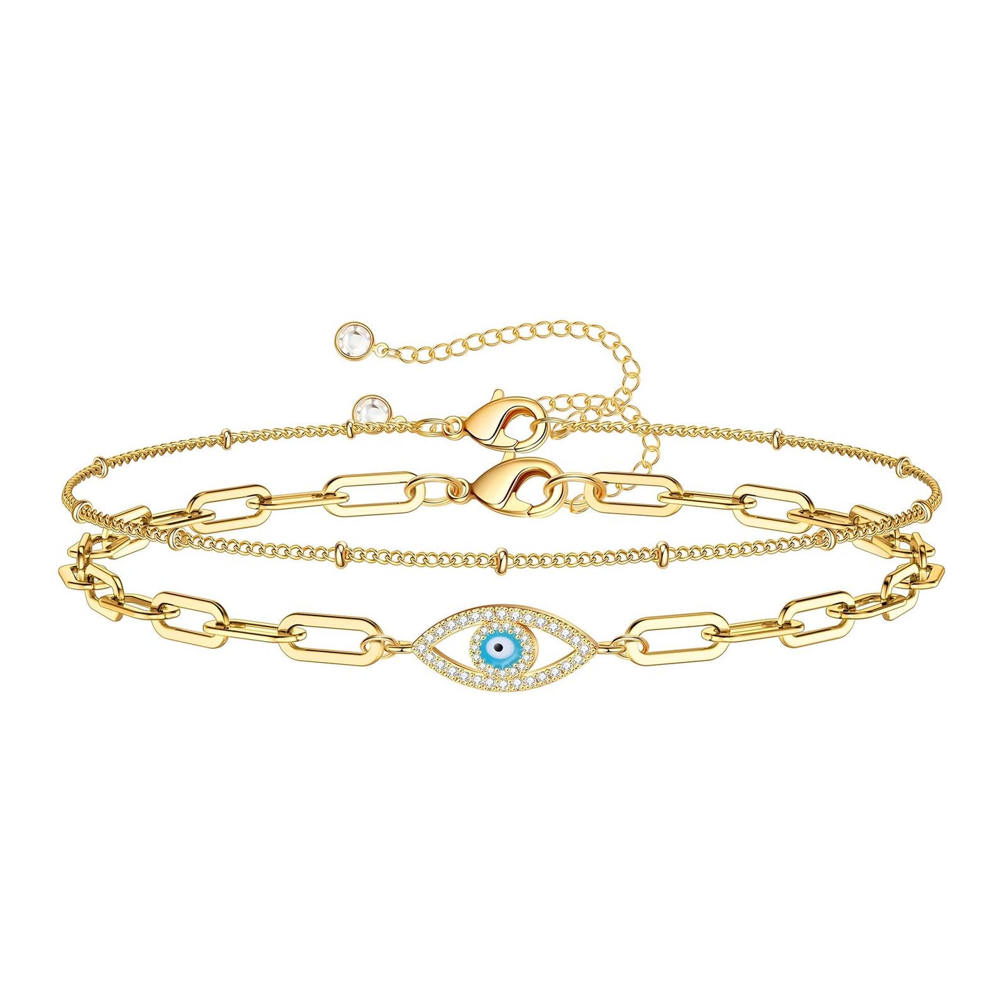 18K gold plated Stainless steel Evil Eye bracelet, Intensity