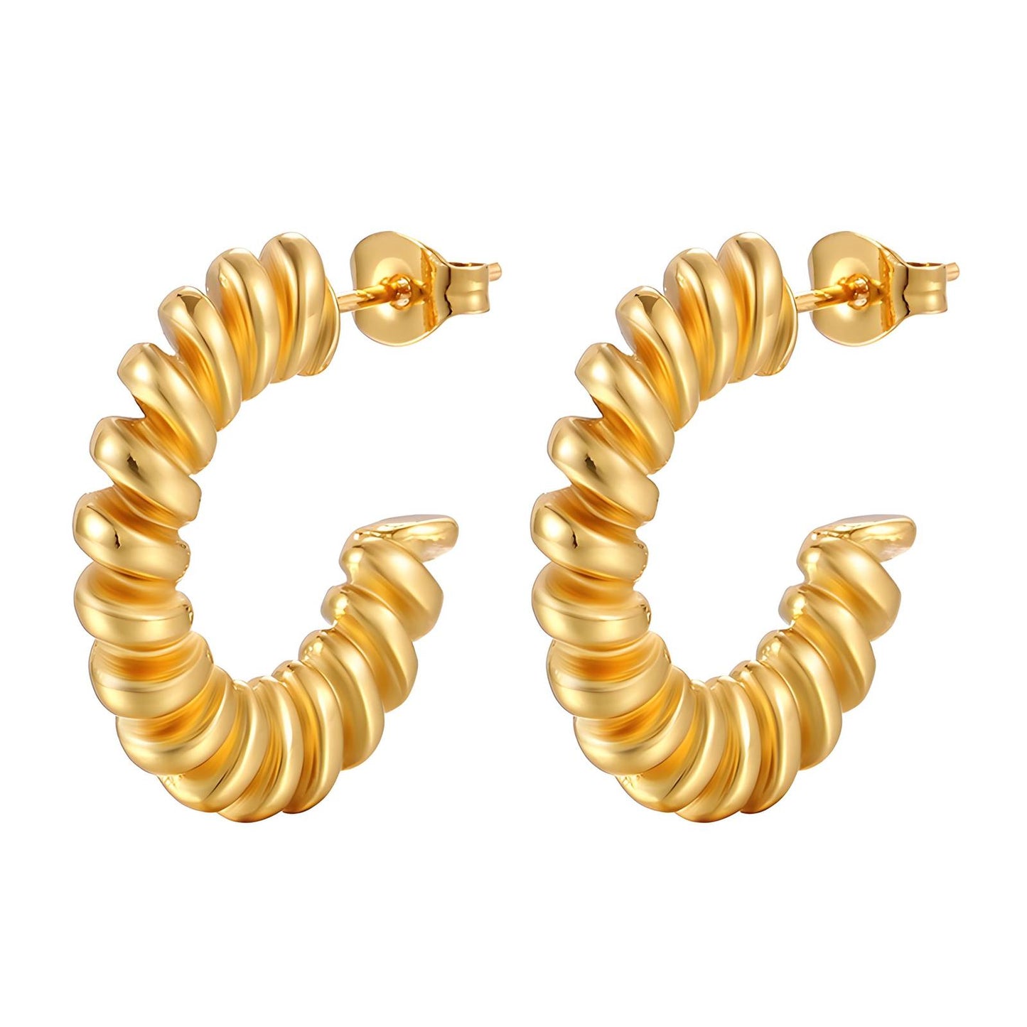 18K gold plated Stainless steel Spiral earrings, Intensity