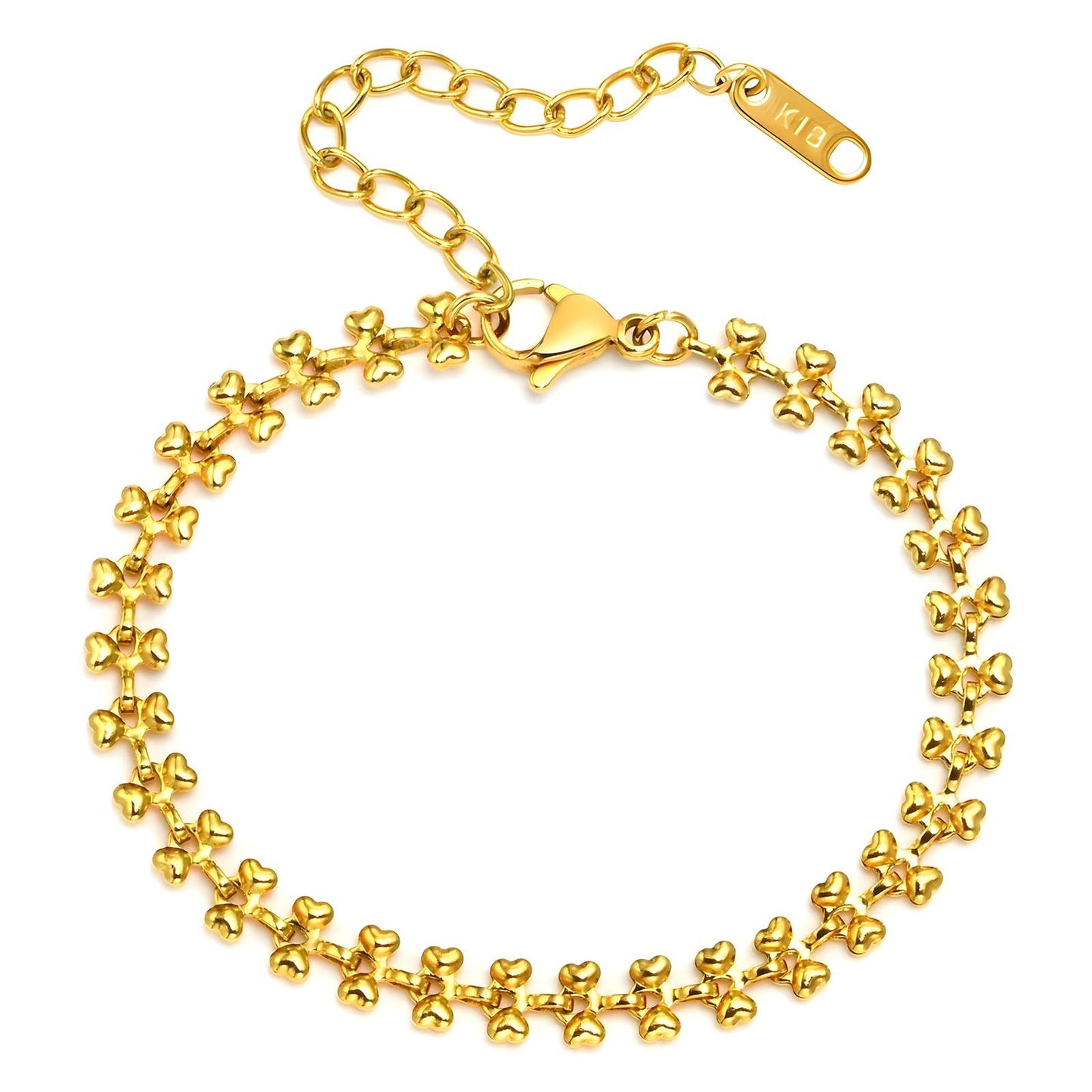18K gold plated Stainless steel Hearts bracelet, Intensity