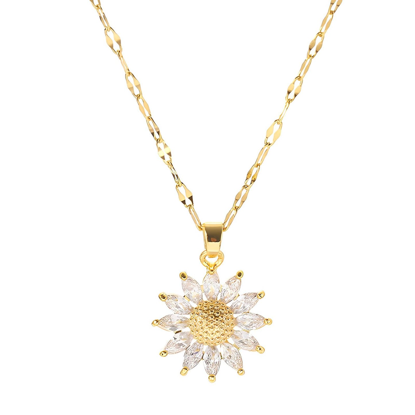 18K gold plated Stainless steel Flower necklace, Intensity