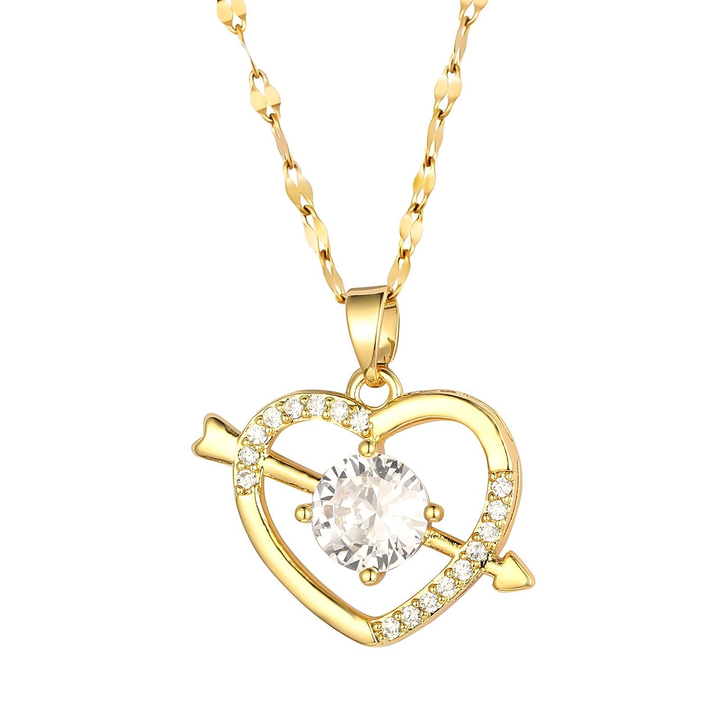 18K gold plated Stainless steel Hearts necklace, Intensity