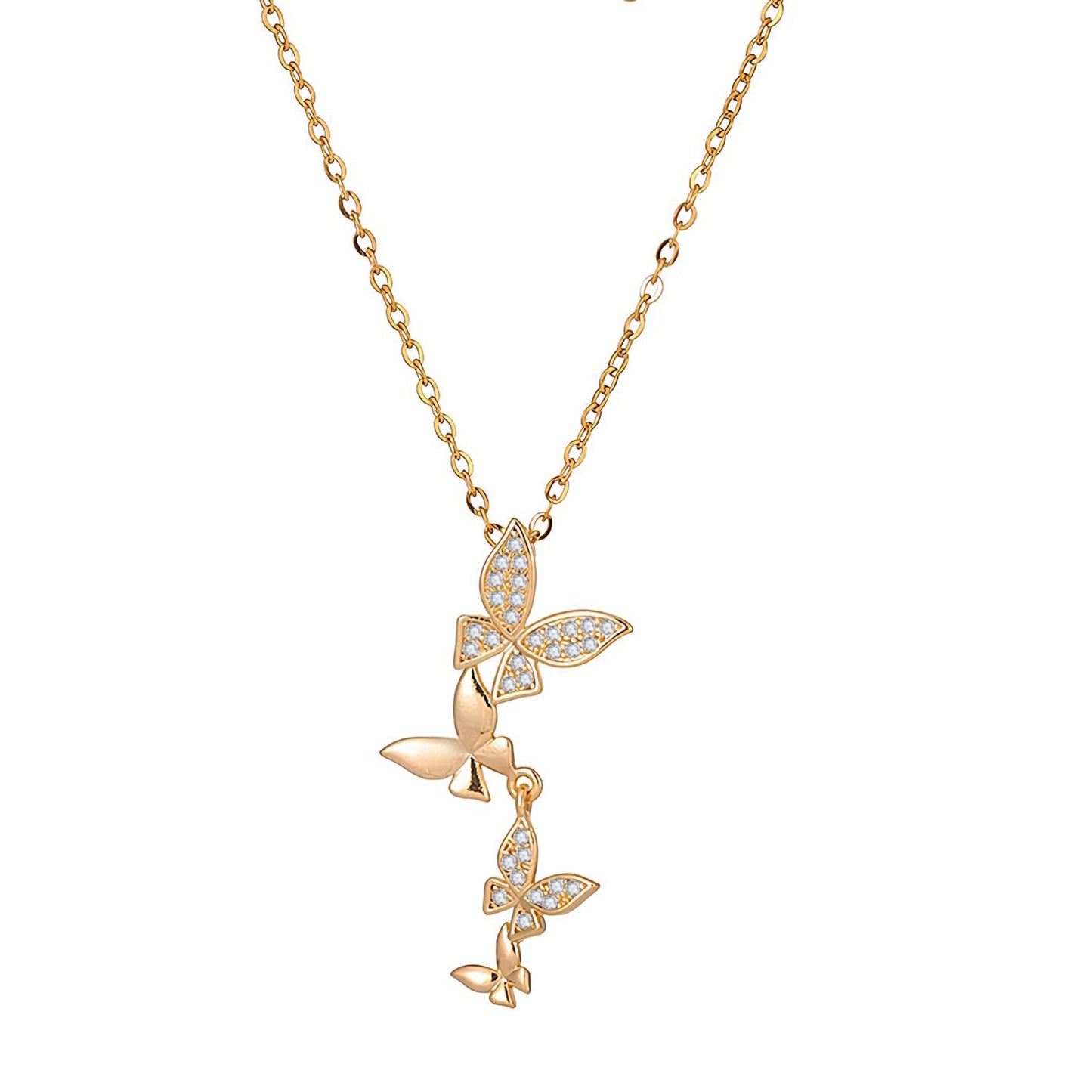 18K gold plated Stainless steel Butterflies necklace, Intensity