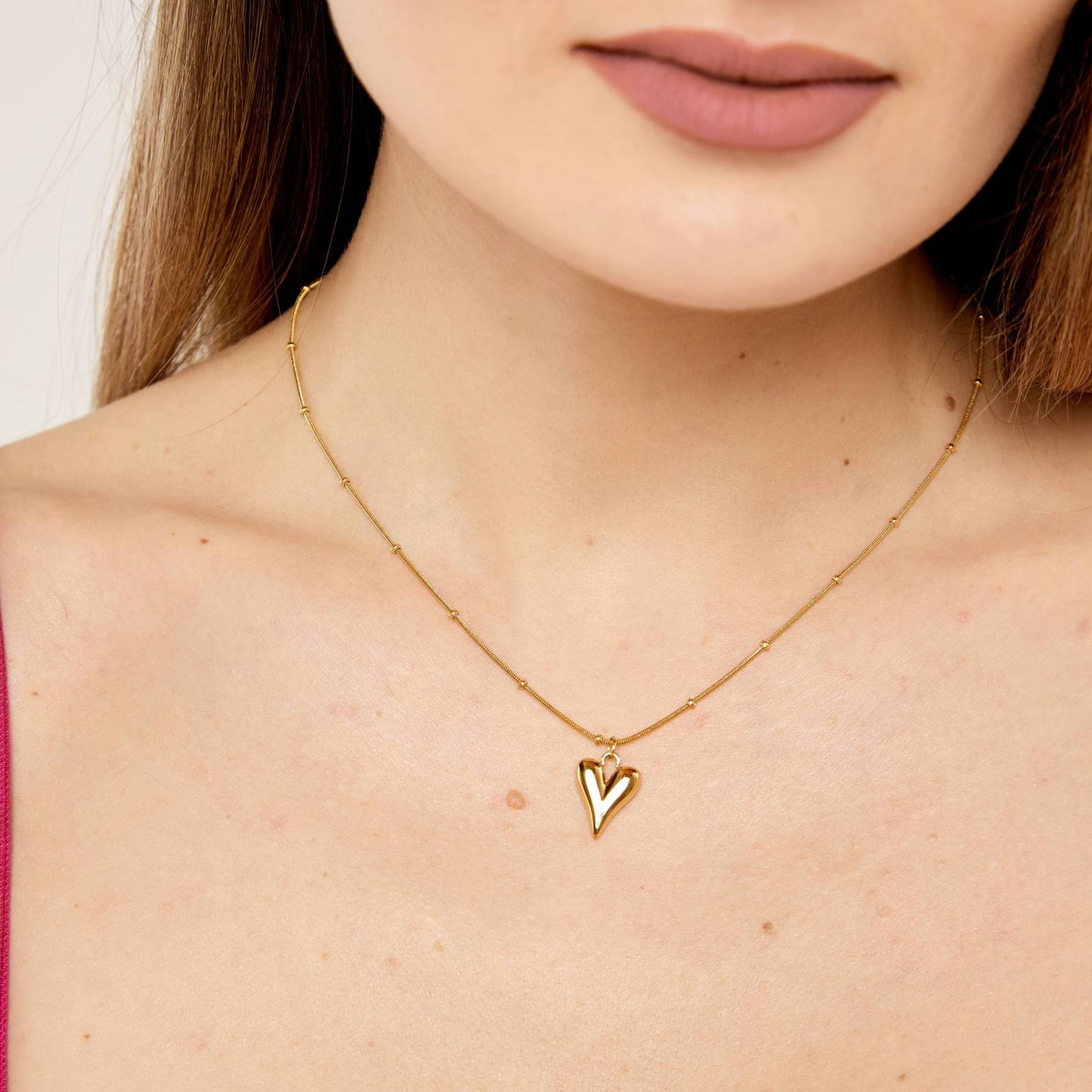 18K gold plated Stainless steel Hearts necklace, Intensity