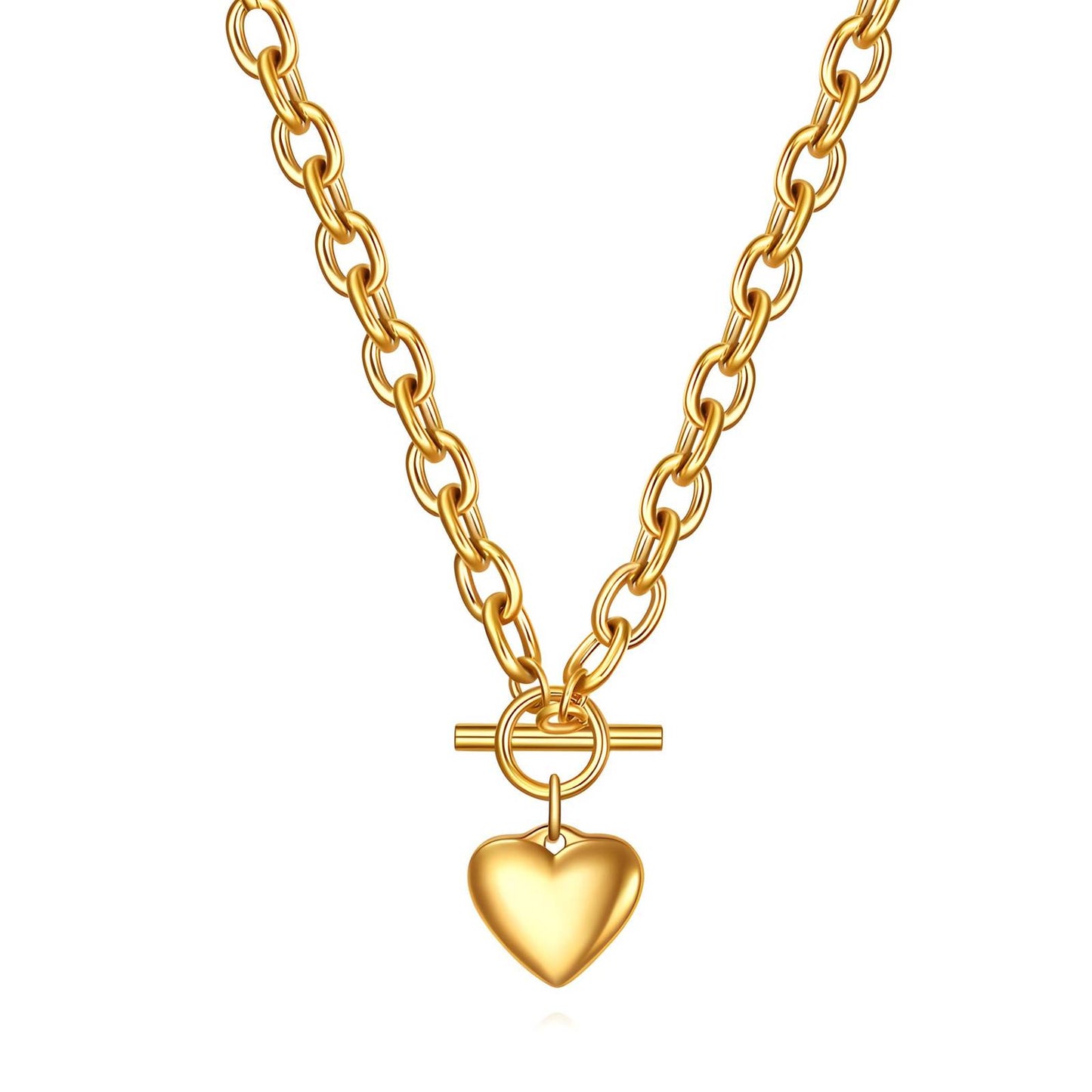 18K gold plated Stainless steel Heart necklace, Intensity