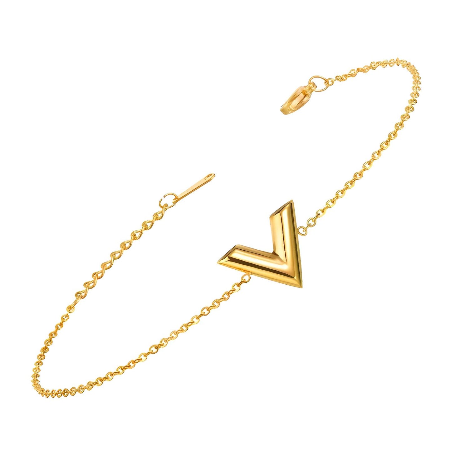 18K gold plated Stainless steel Letter V bracelet, Intensity