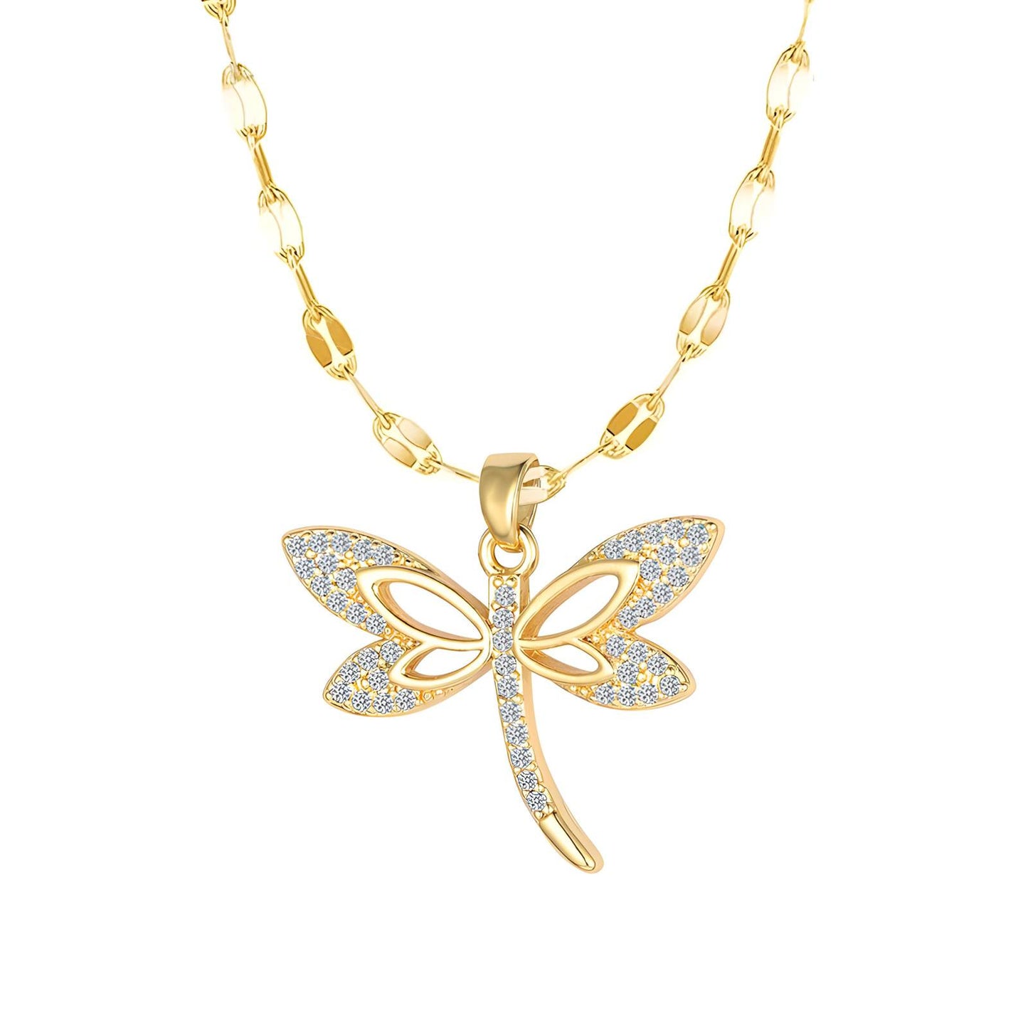 18K gold plated dragonfly necklace, Intensity