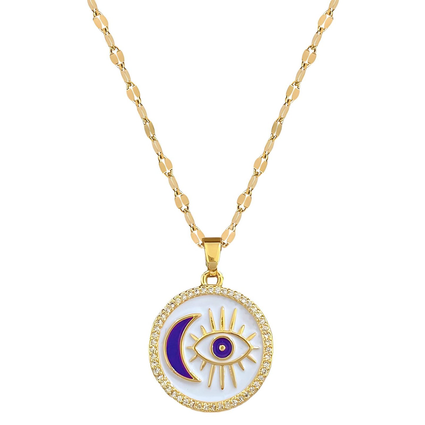 18K gold plated Evil Eye necklace, Intensity