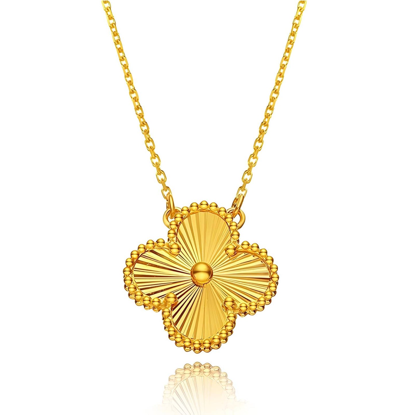18K gold plated Stainless steel Four-leaf clover necklace, Intensity