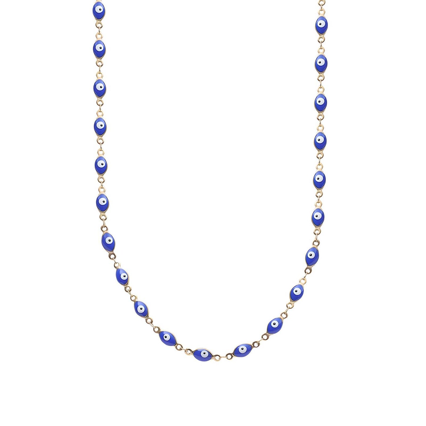 18K gold plated Stainless steel Evil Eyes necklace, Intensity