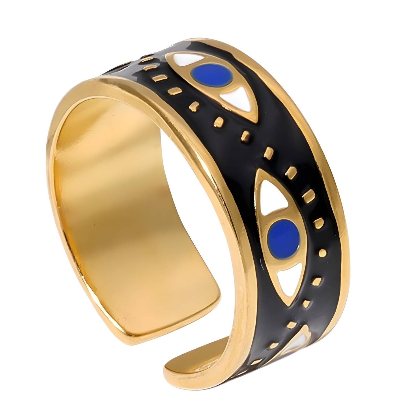 18K gold plated Stainless steel Evil Eye finger ring, Intensity