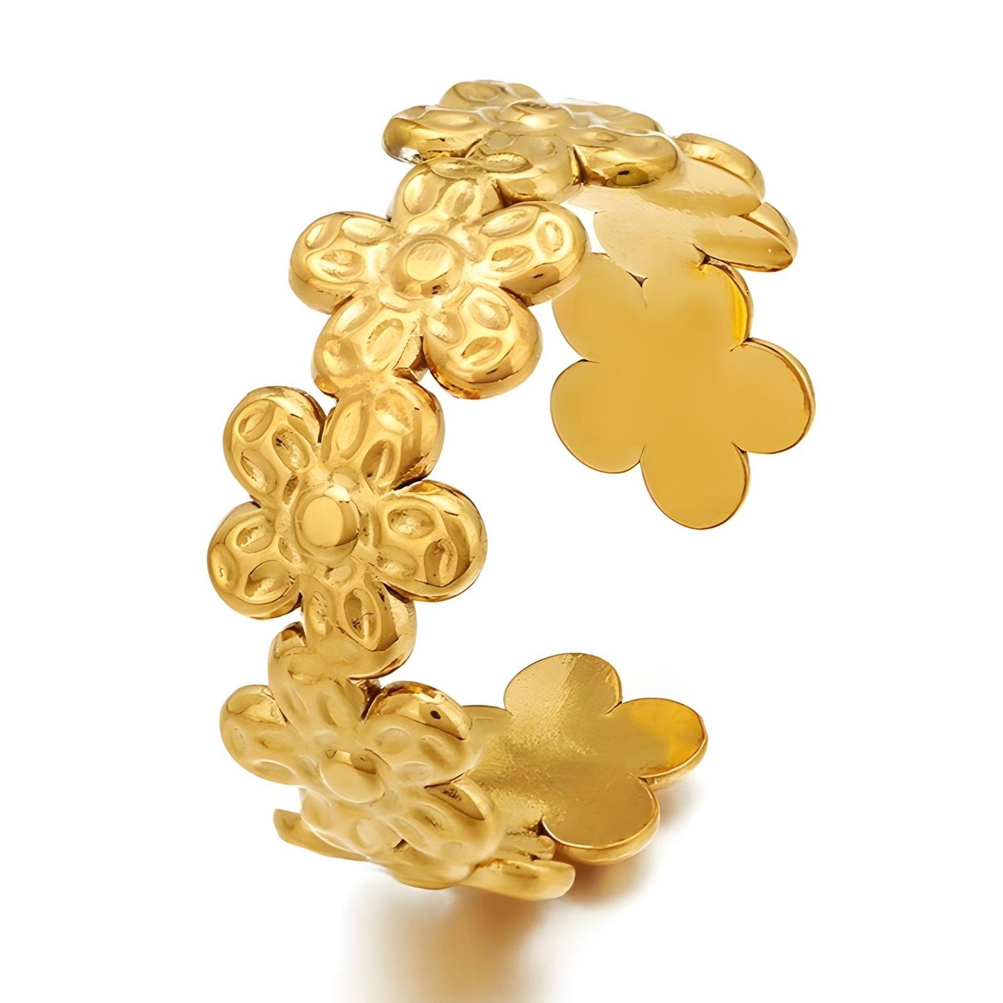 18K gold plated Stainless steel Flowers finger ring, Intensity