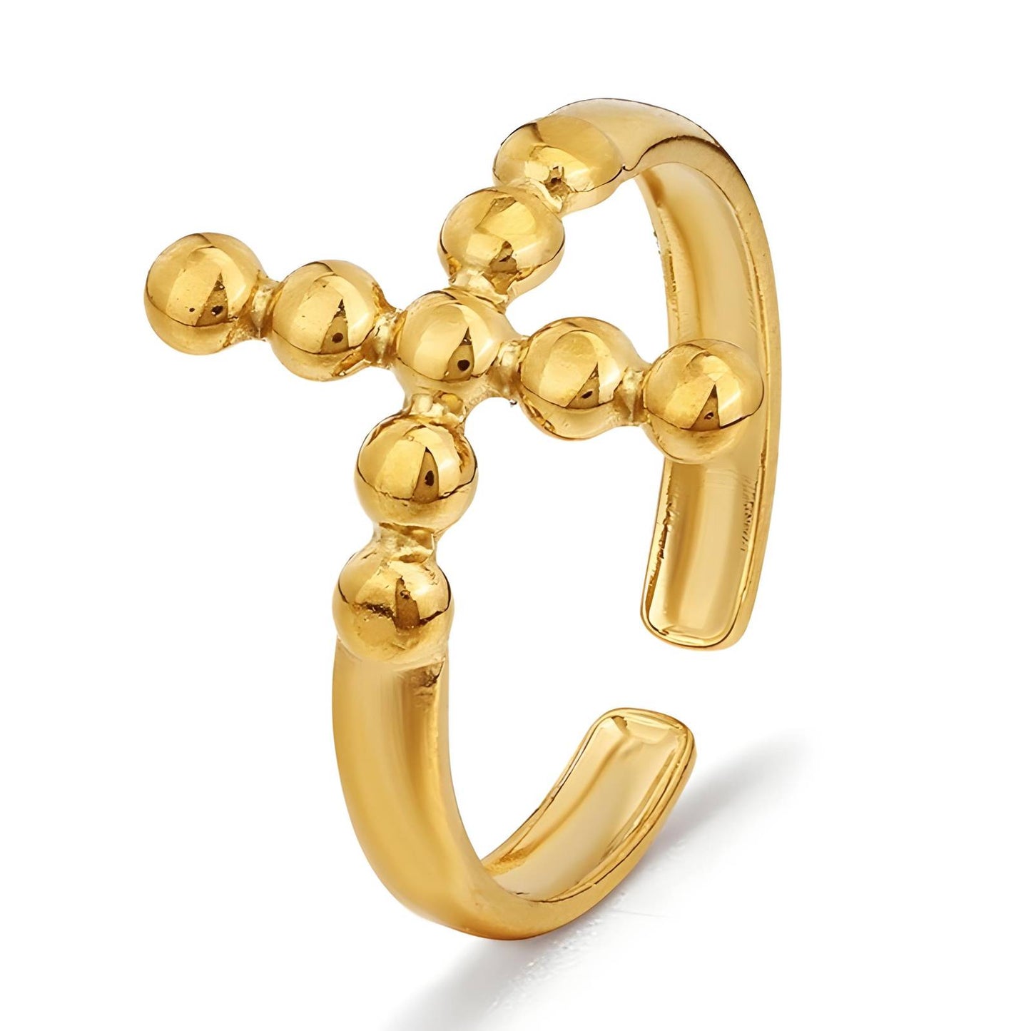 18K gold plated Stainless steel Crosses finger ring, Intensity