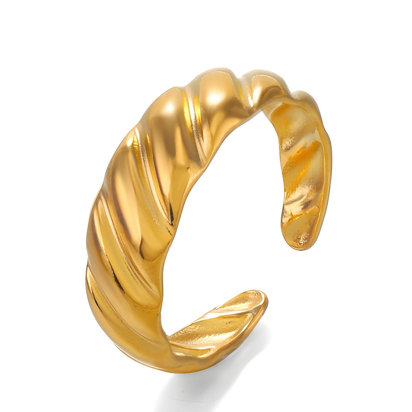 18K gold plated Stainless steel Сroissant finger ring, Intensity