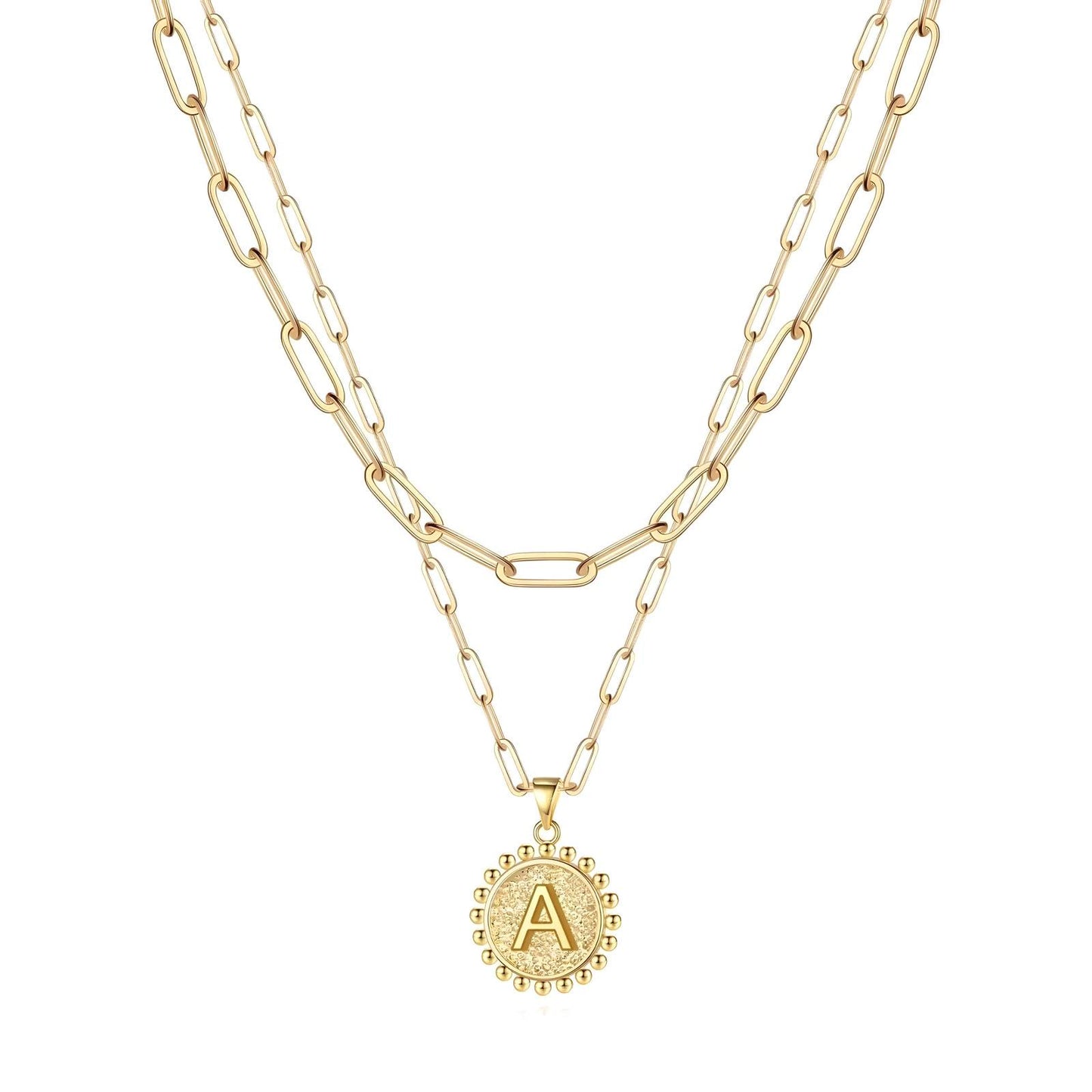 18K gold plated Stainless steel Letter A necklace, Intensity