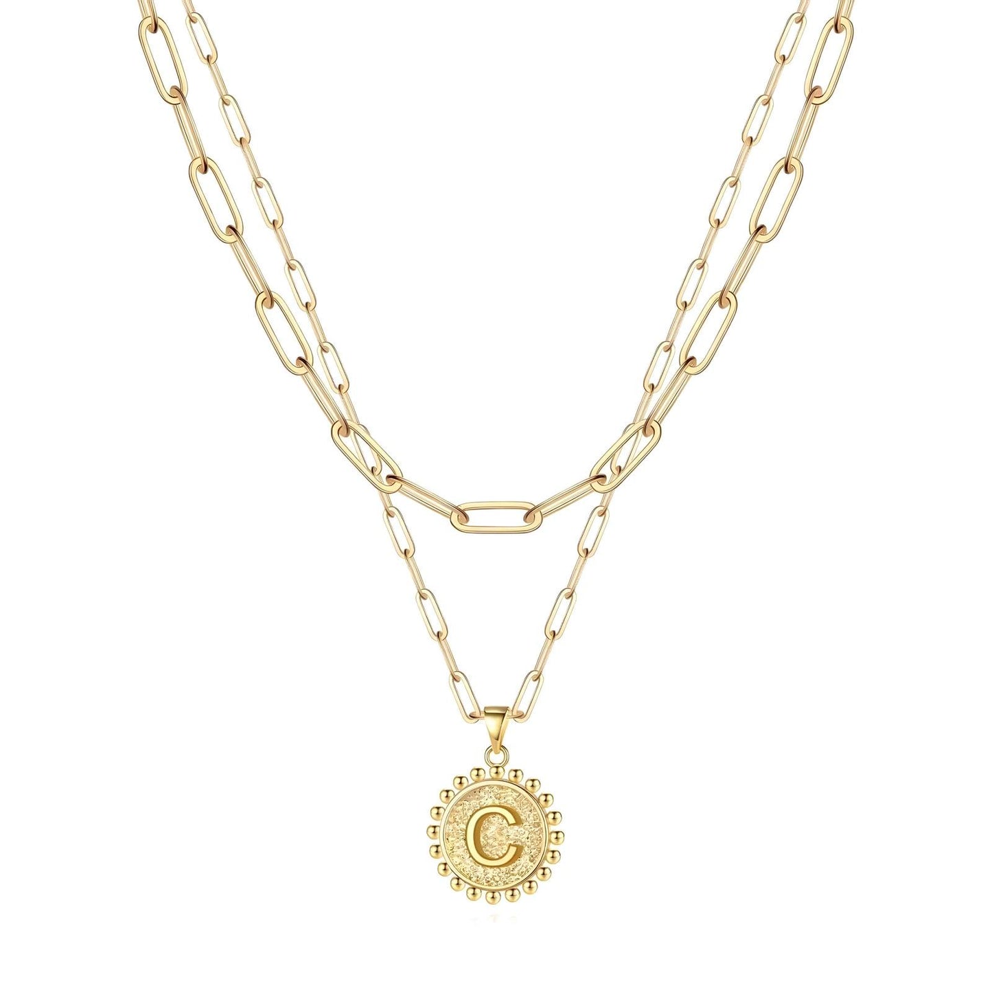 18K gold plated Stainless steel Letter C necklace, Intensity